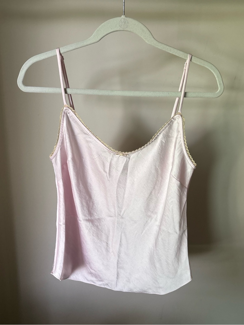 Aritzia Wilfred Light Pink Satin Cami with Lace Trim